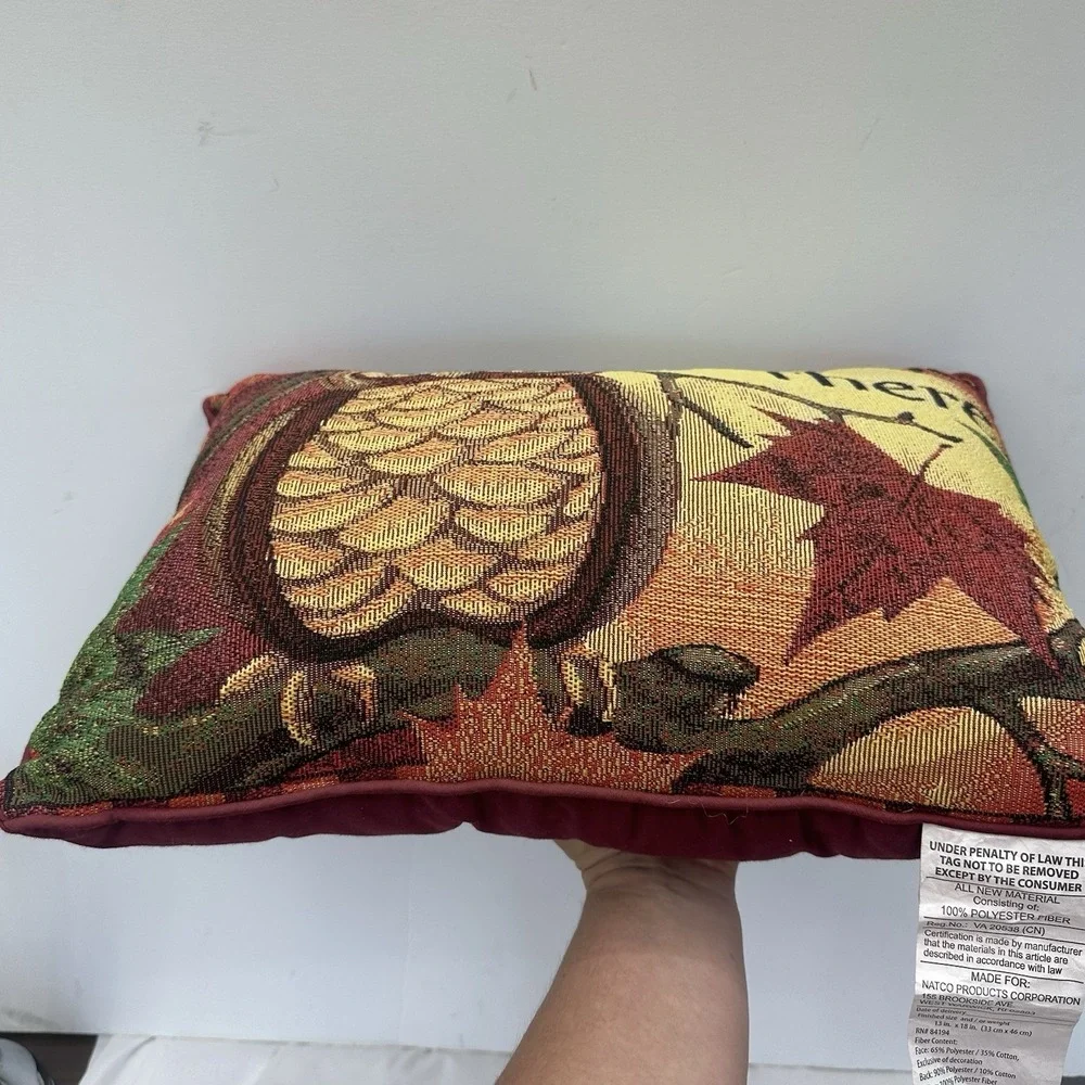 Owl Tapestry Decorative Throw Couch Pillow - Brown 